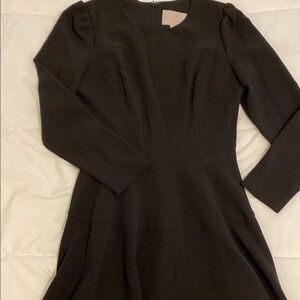 Gal Meets Glam Black Sheath Dress with Long Puff Sleeves for Work